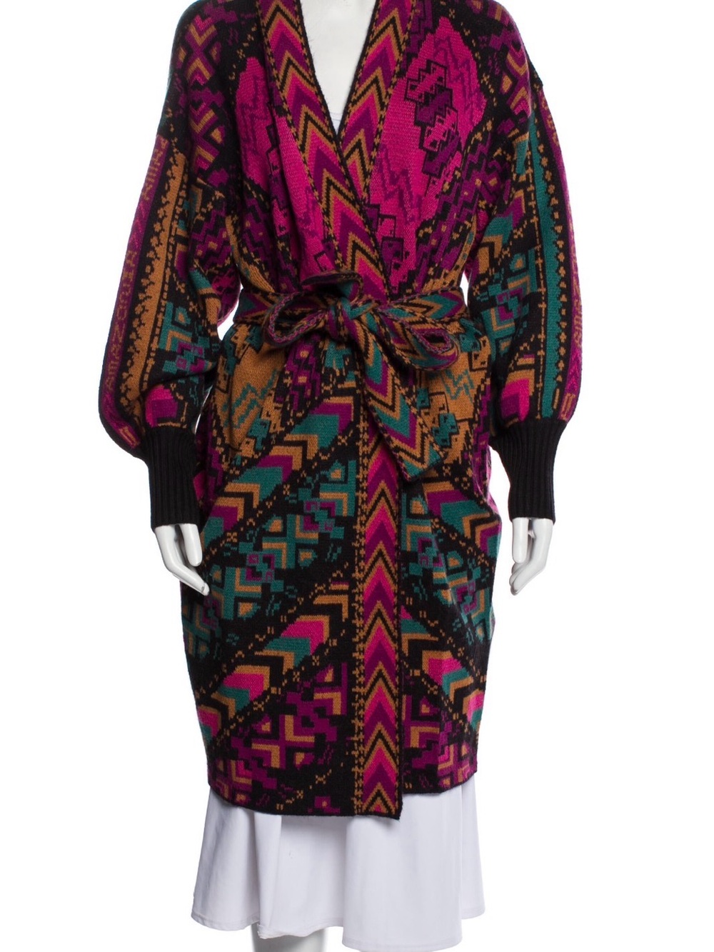 FARM Rio Magenta, Teal & Mustard Aztec Wrap Cardigan